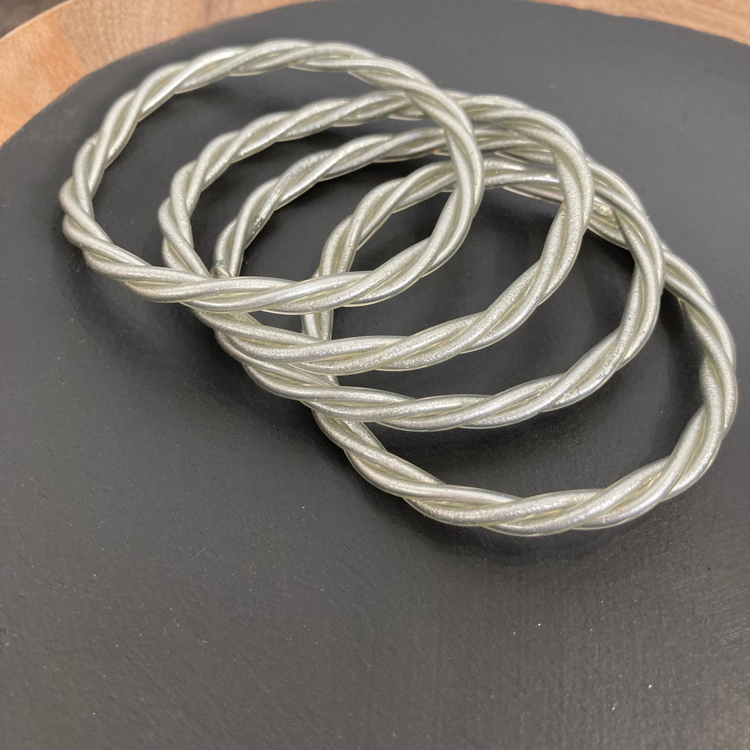 Official Buddhist bangle - Silver twisted thin