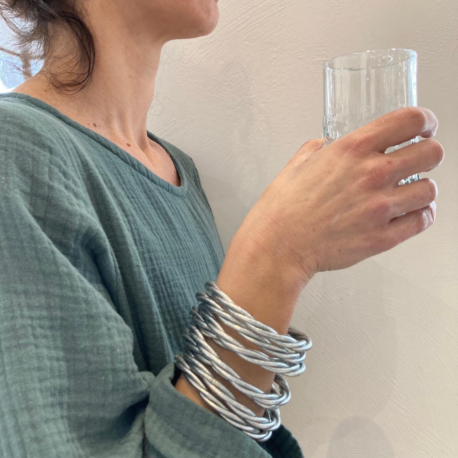 Official Buddhist bangle - Silver twisted thick