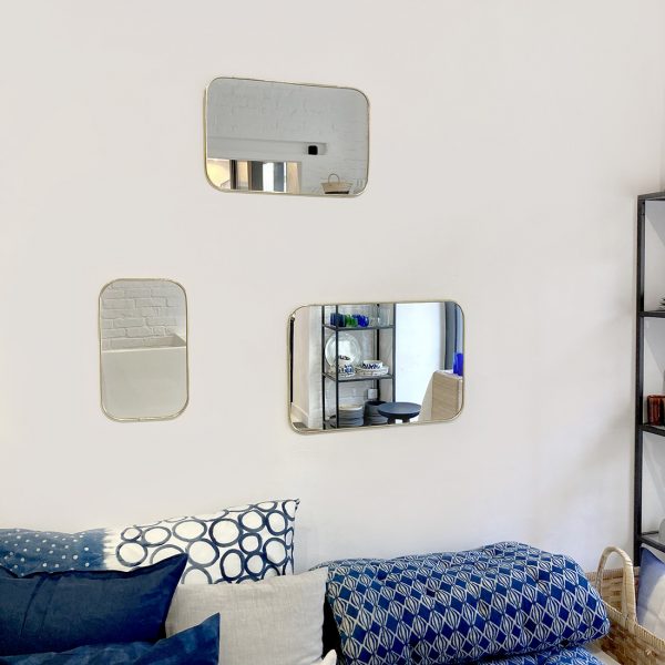 Rectangular gilded brass mirror