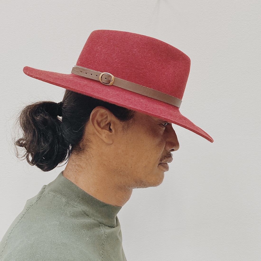 Chapeau bord long en Alpaga - Rouge