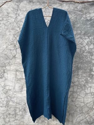 Cotton gauze dress – Blue