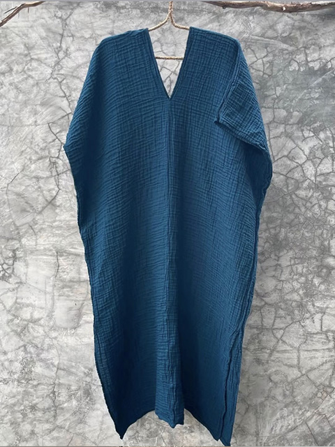Cotton gauze dress – Blue